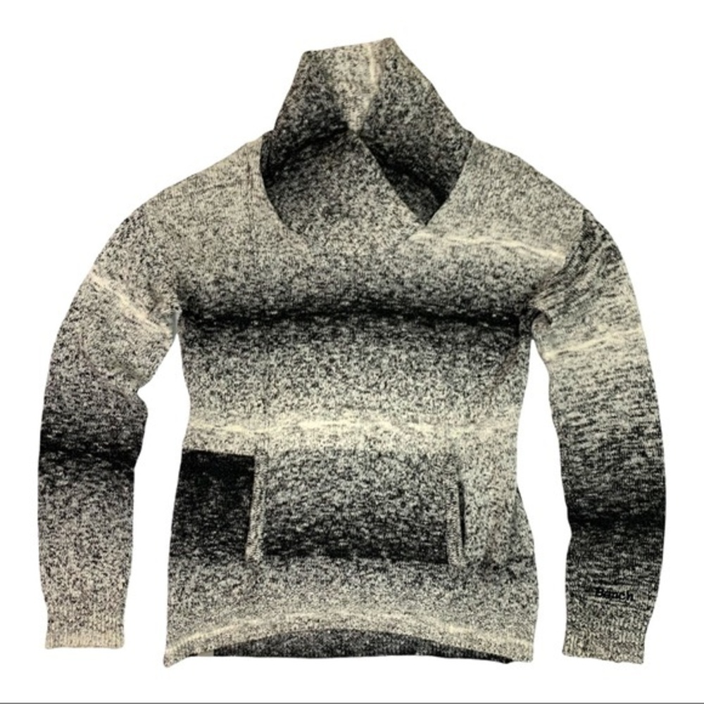Bench Cowl Neck Pullover Knit Sweater Women’s Black Grey White Stripe Medium - Picture 1 of 9